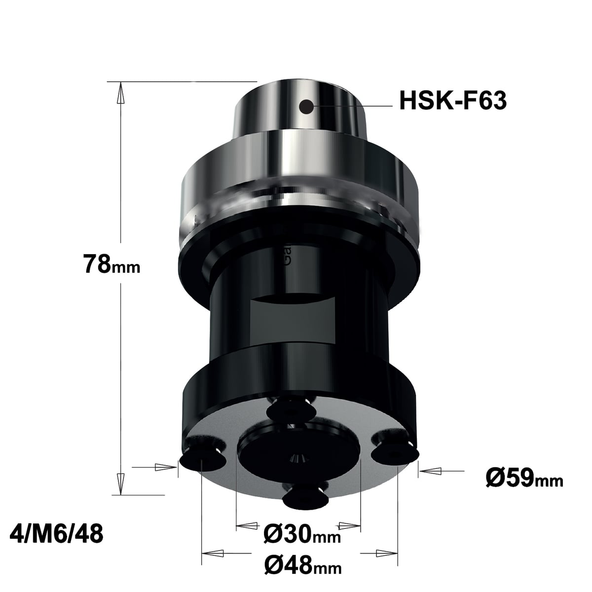 Precisie-zaaghouder met HSK-F63 kolf