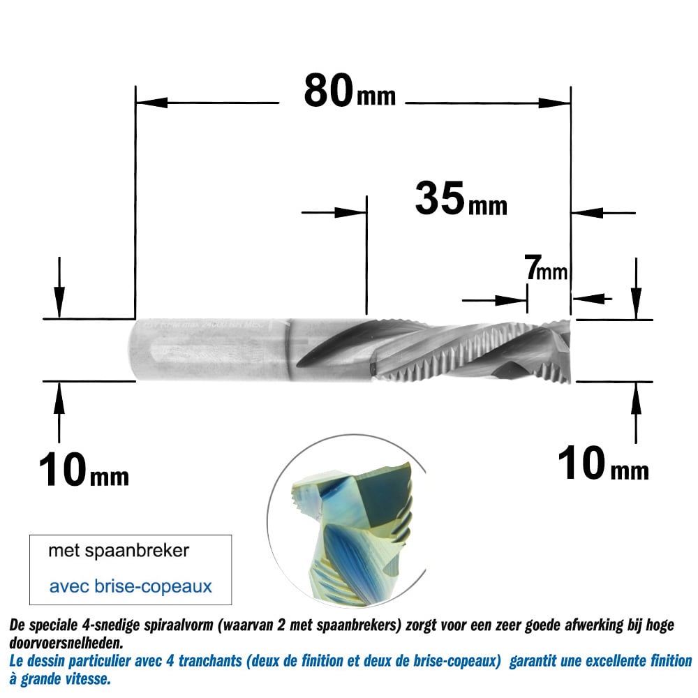 Gecombineerde positieve spiraal - en schrobfrees, HWM + coating