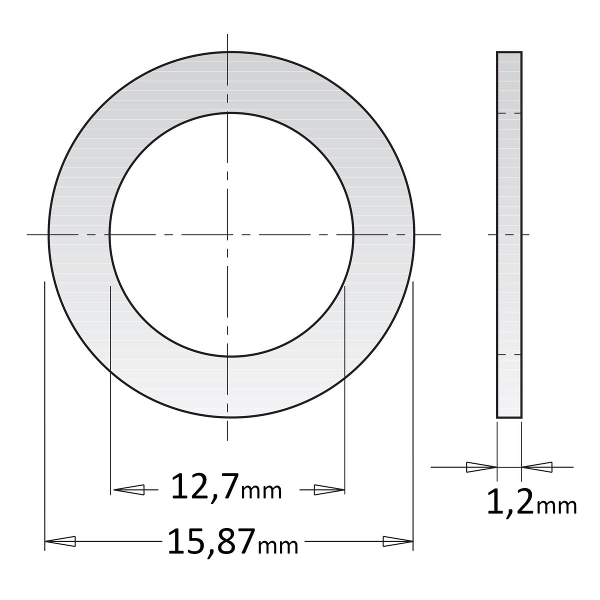 Reductiering voor zaagblad van asgat 15,87 naar 12,7mm