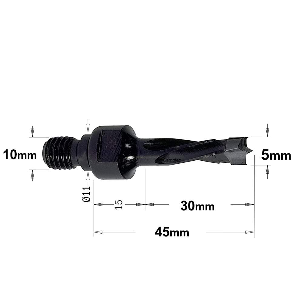 Drevelboor met draadaansluiting, met zitting 11x4 mm, links