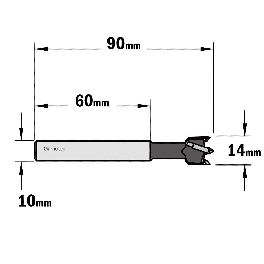 Cilinderkopboor D=14, rechts