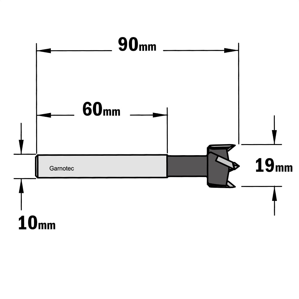 Cilinderkopboor D=19, rechts