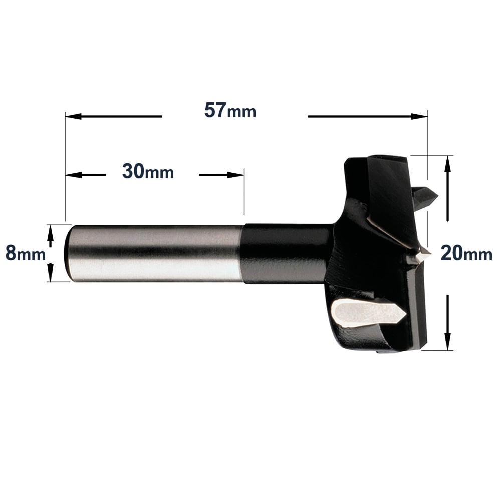 Cilinderkopboor D=20, rechts