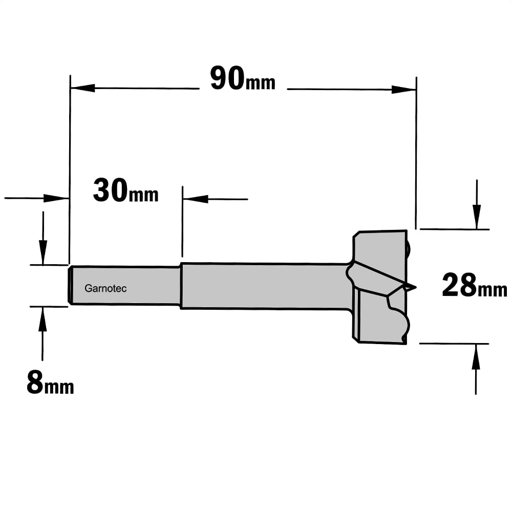 Cilinderkopboor D=28, rechts