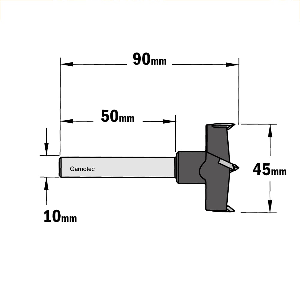 Cilinderkopboor D=45, rechts