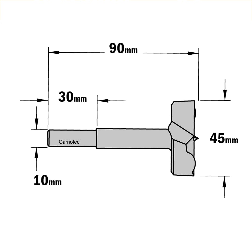 Cilinderkopboor D=45, rechts