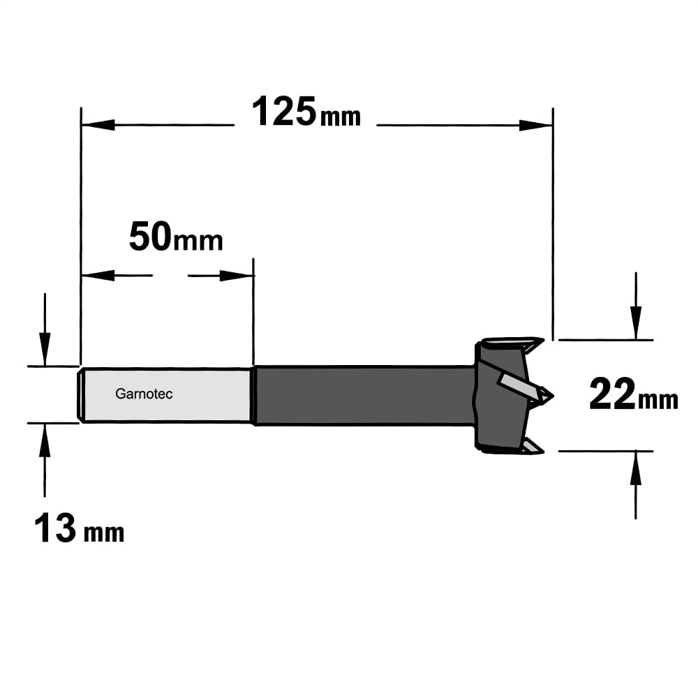 Cilinderkopboor D=22 met lange cilindrische schacht, rechts