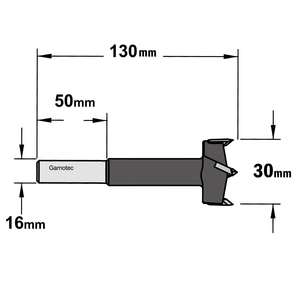 Cilinderkopboor D=30 met lange cilindrische schacht, rechts