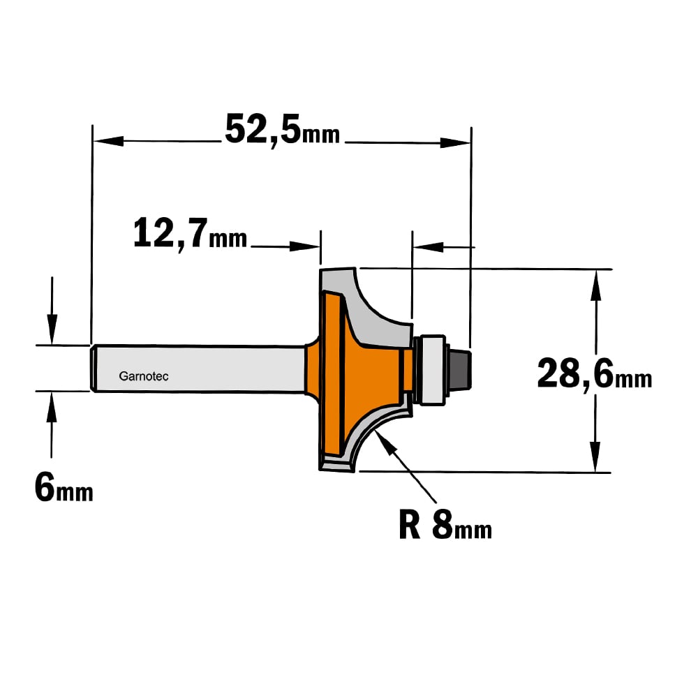 Holle radiusfrees met opstaande kant, HW