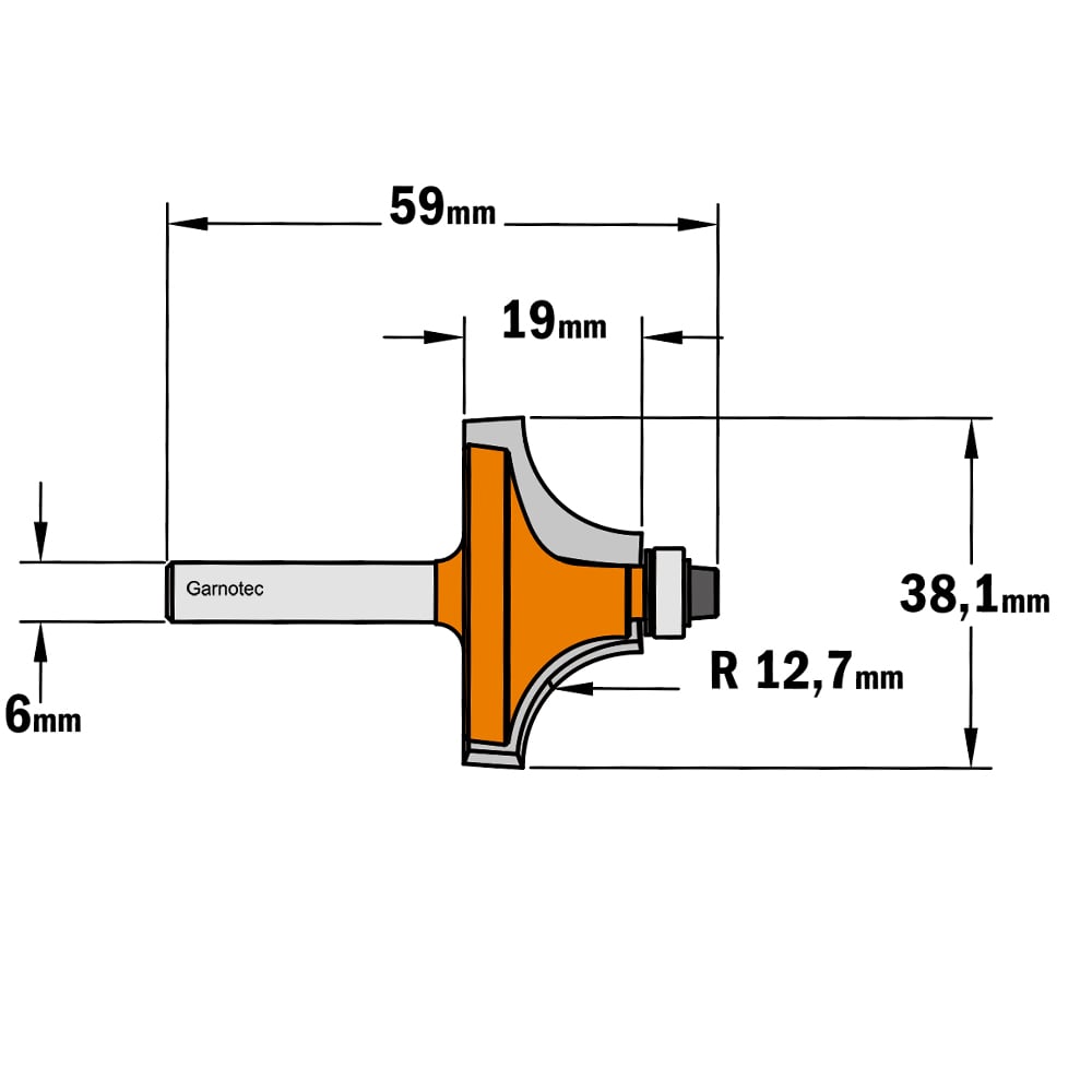Holle radiusfrees met opstaande kant, HW