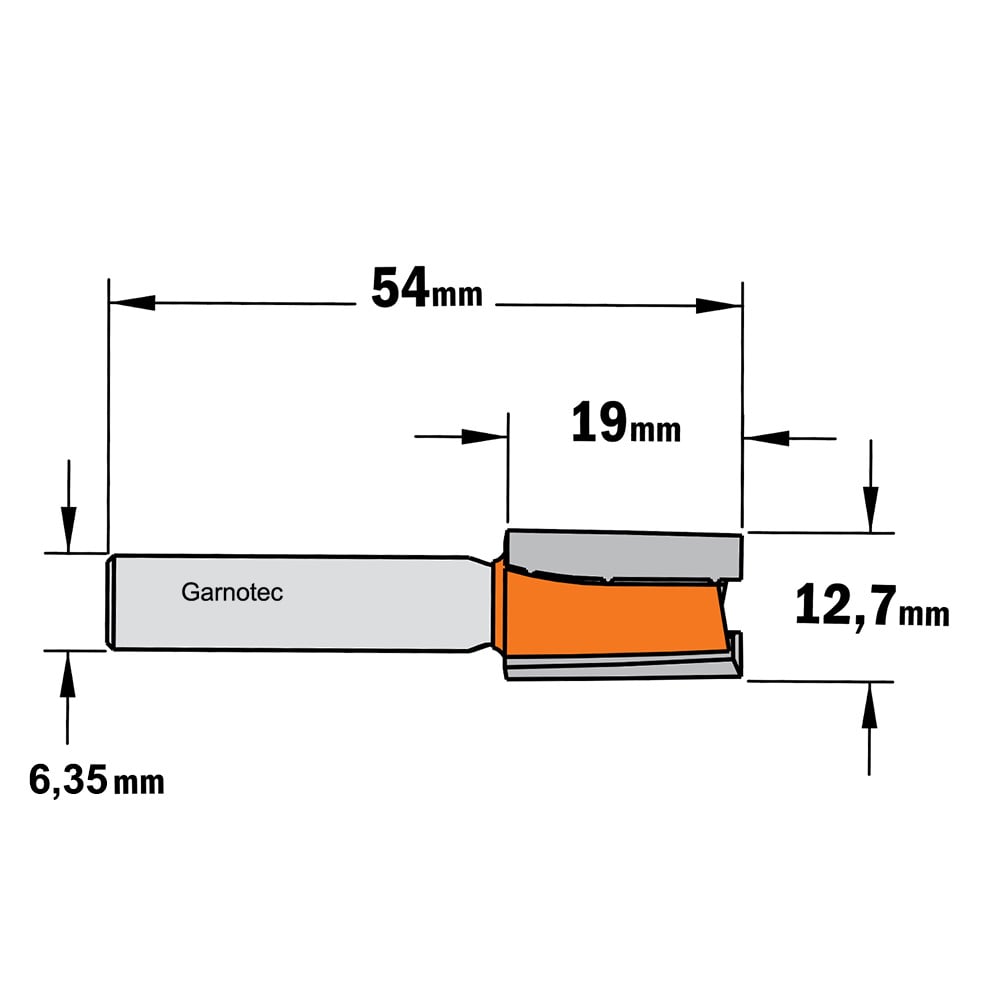 Sponning- en kantenfrees met schuine snijkoppen, HW