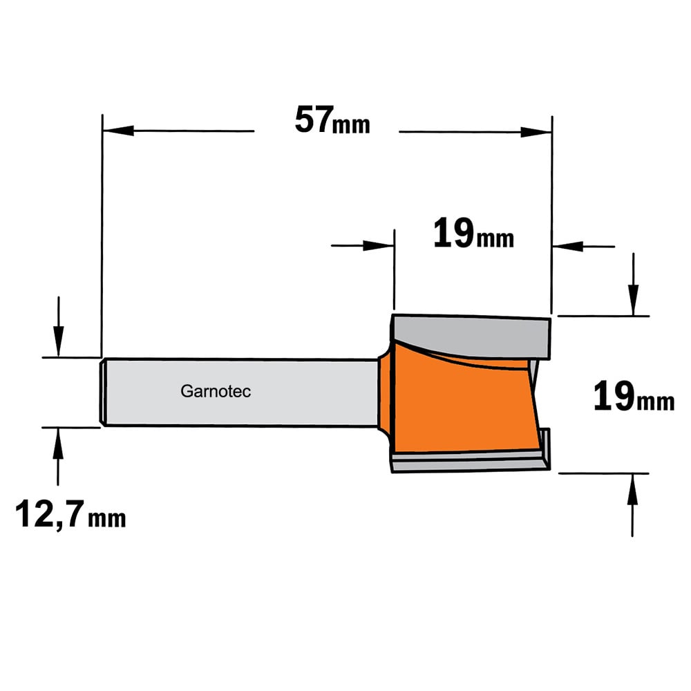 Sponning- en kantenfrees met schuine snijkoppen, HW