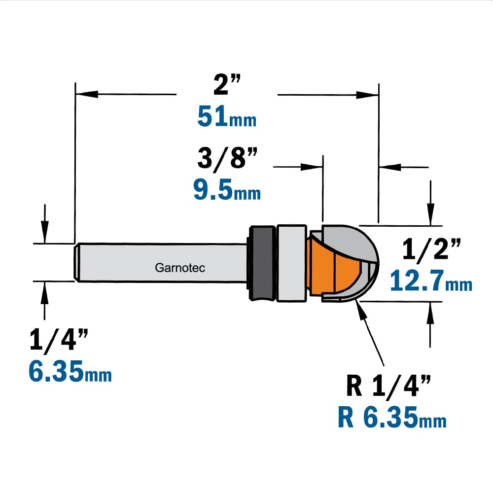 Bolle radiusfrees met kogellager, HW