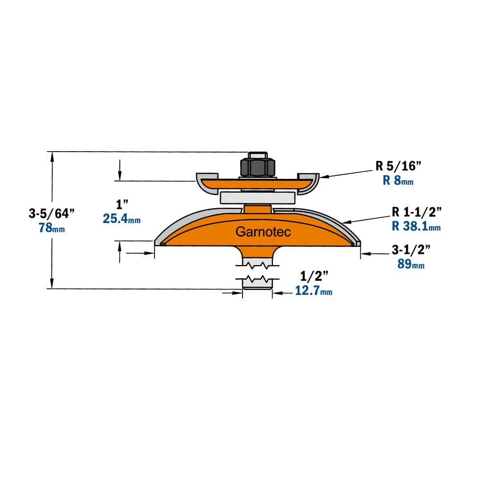 Horizontale bossingfrees met ondersnijmes, HW