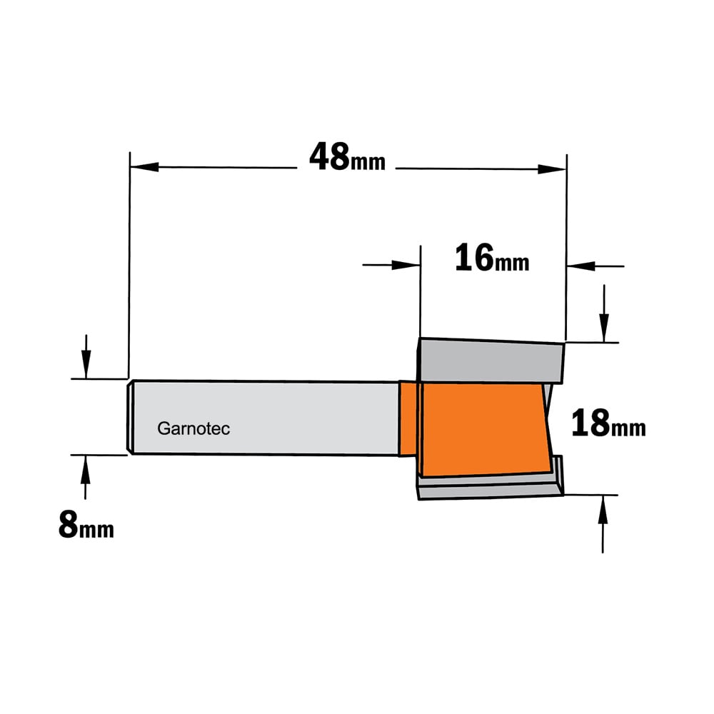 Sponning- en kantenfrees met schuine snijkoppen, HW
