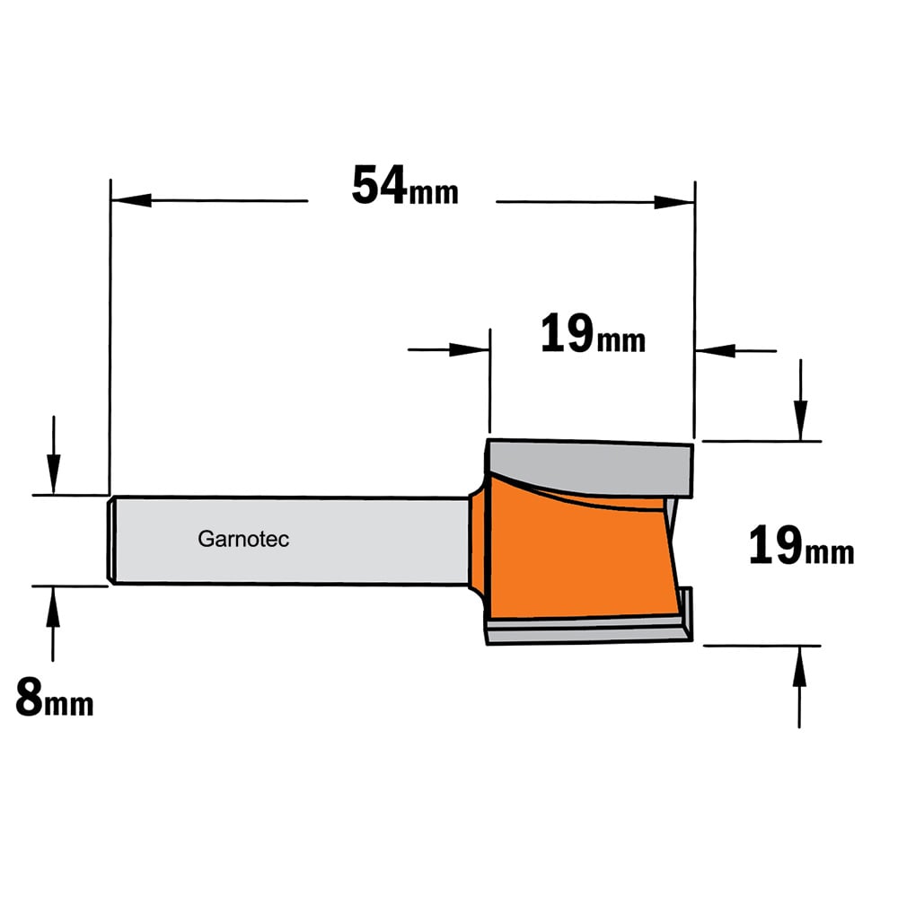 Sponning- en kantenfrees met schuine snijkoppen, HW
