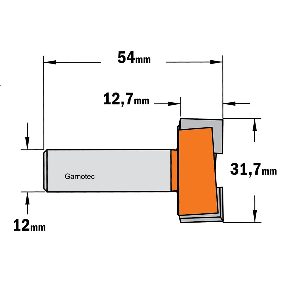 Sponning- en kantenfrees met schuine snijkoppen, HW