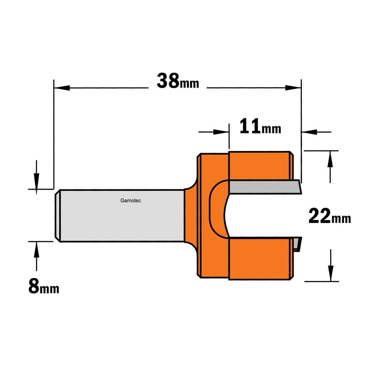 Sponning- en kantenfrees met schuine snijkoppen, HW