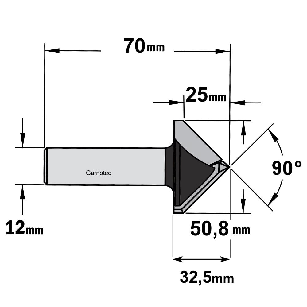 V-groef frees 90°, HW