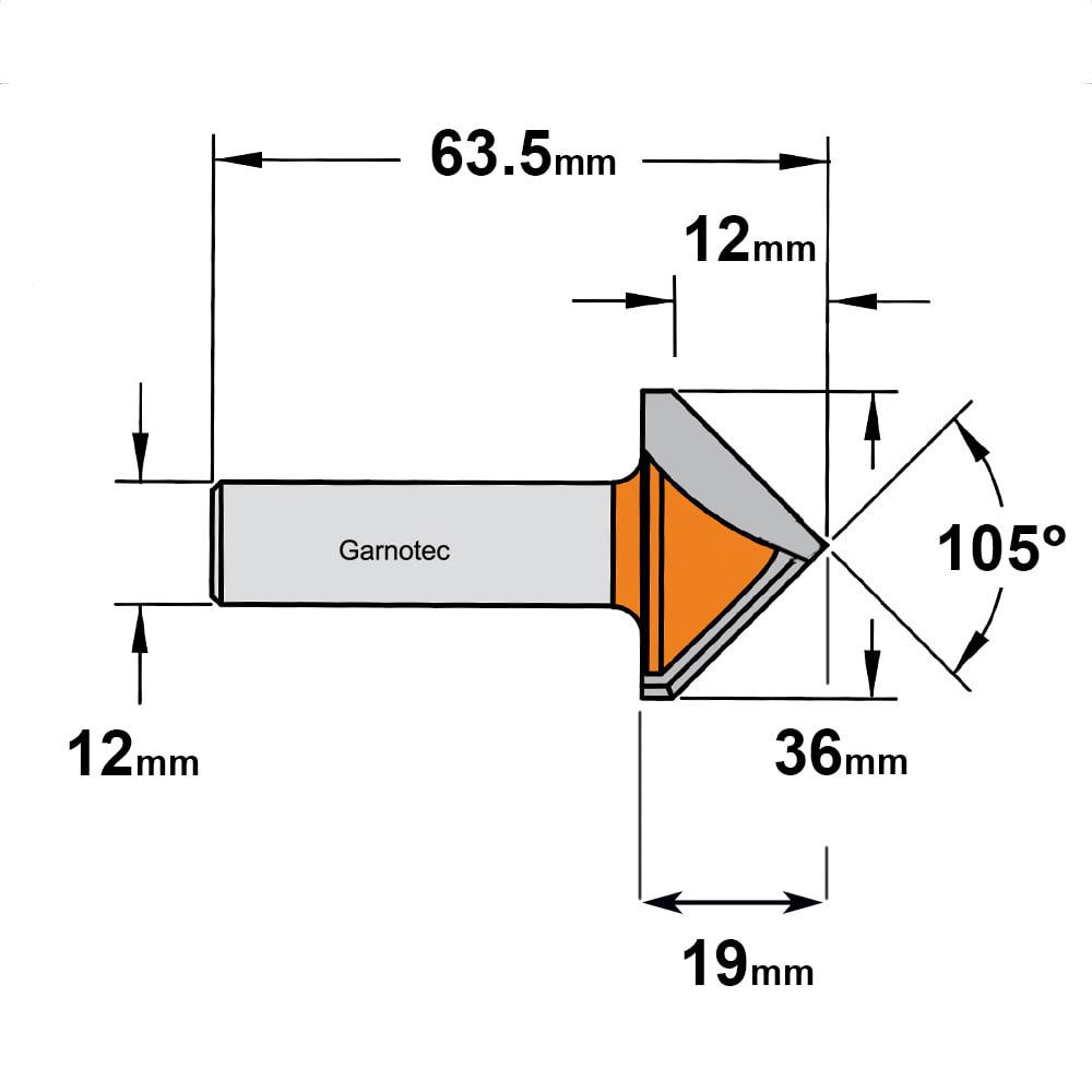 V-groef frees 105°, HW