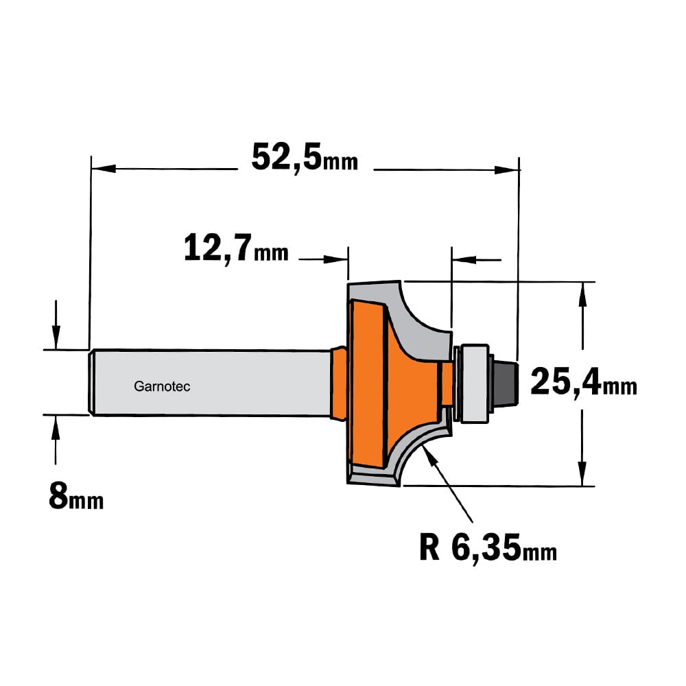 Holle radiusfrees met opstaande kant, HW