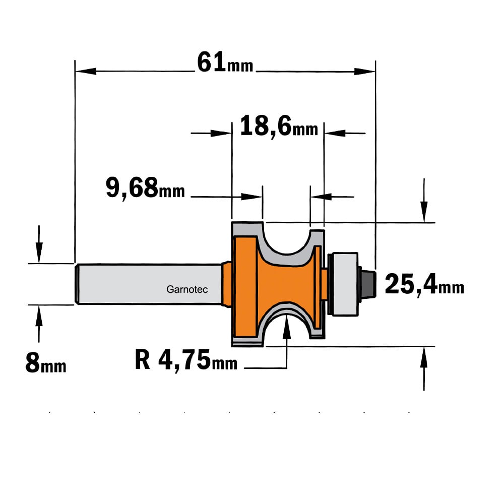 Kantenfrees met kogellager, HW
