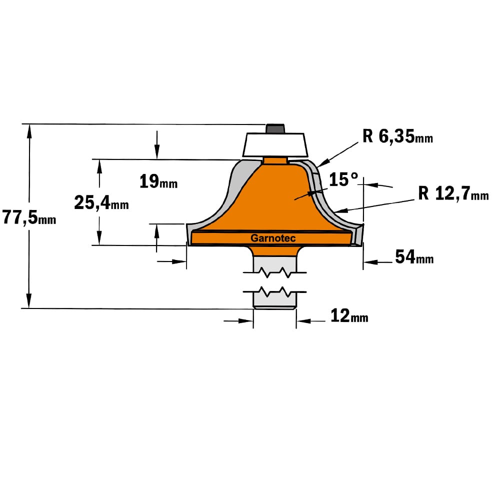 Speciale oprondfrees met 15° Delrin kogellager, HW