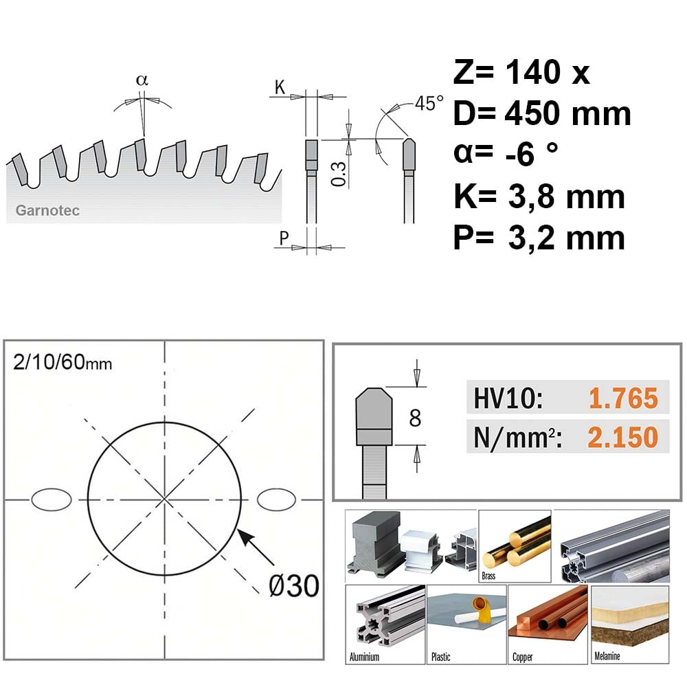 Cirkelzaagblad voor non-ferro metalen (aluminium)