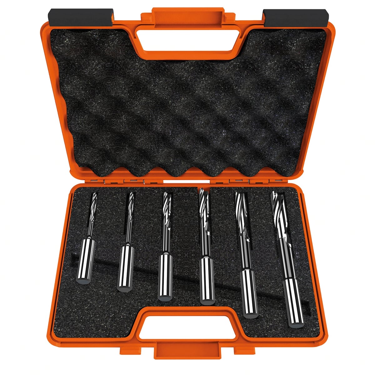 Set van 6 gespiraliseerde langgatboren, links