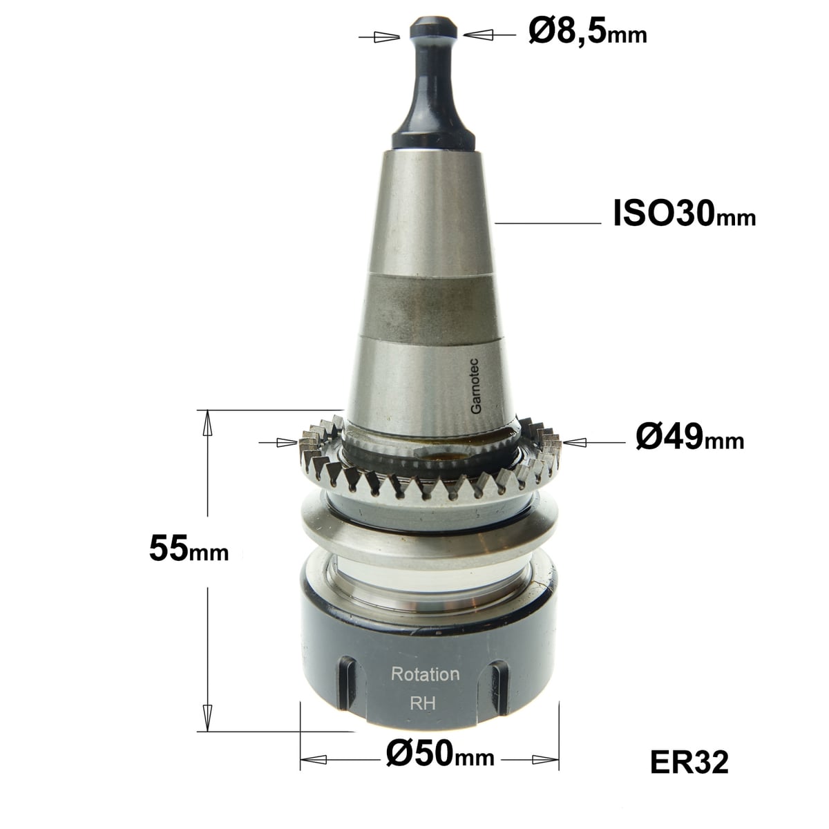Precisie-spantanghouder ISO30 met tandkrans