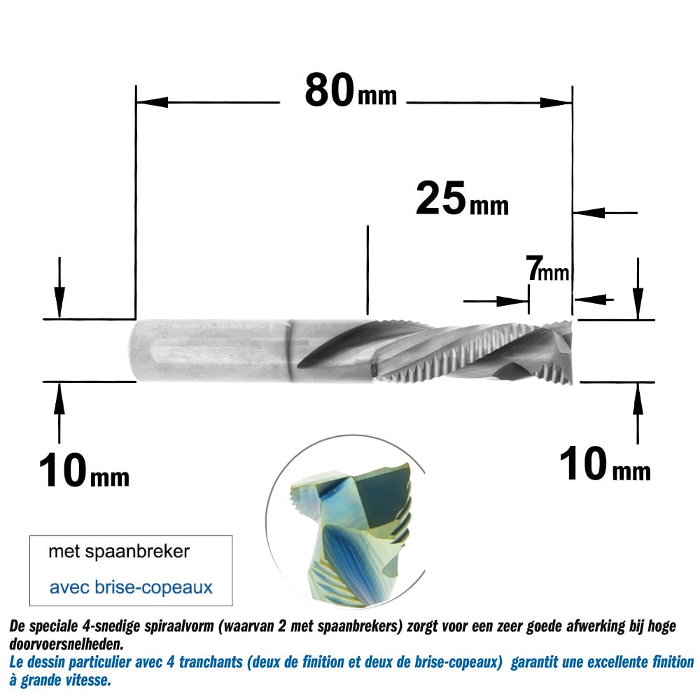 Gecombineerde positieve spiraal - en schrobfrees, HWM + coating