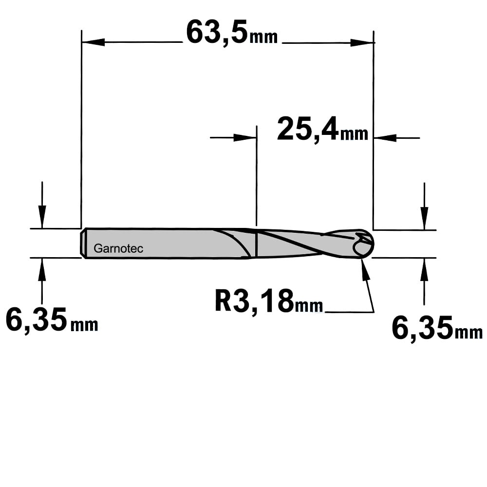 Spiraalfrees met bolle kop, HWM