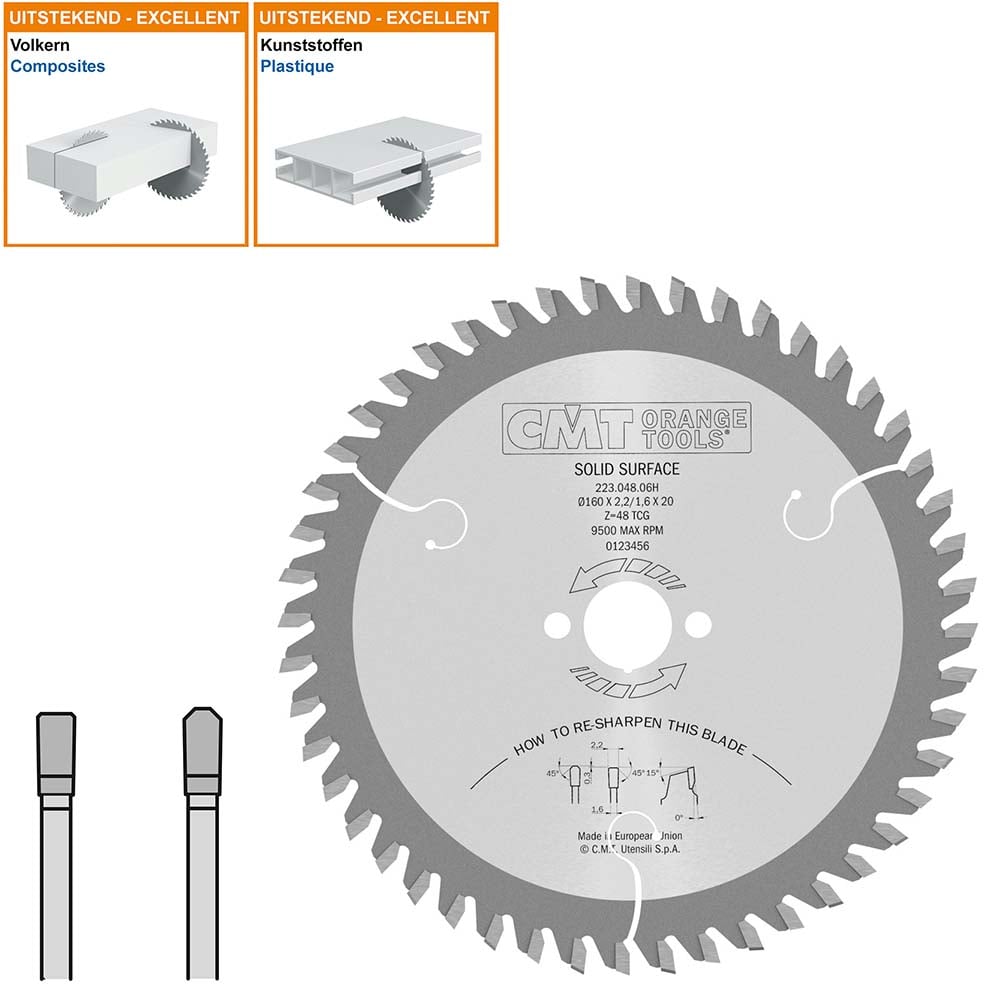 HW speciaalzaag voor solid surface en harde kunststof