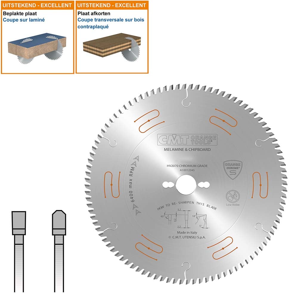 Geluidsarme zaag met chroom-coating