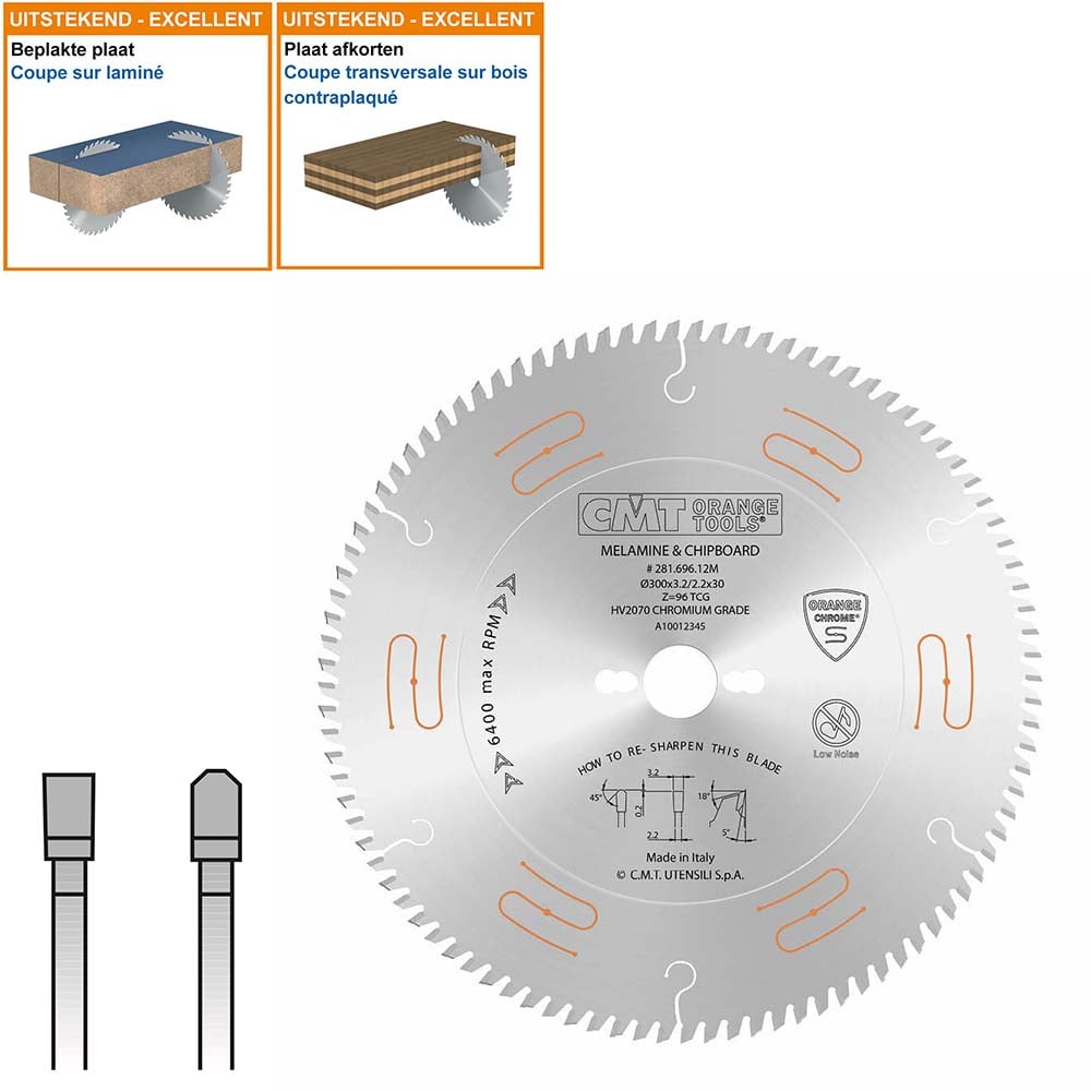 Geluidsarme zaag met chroom-coating