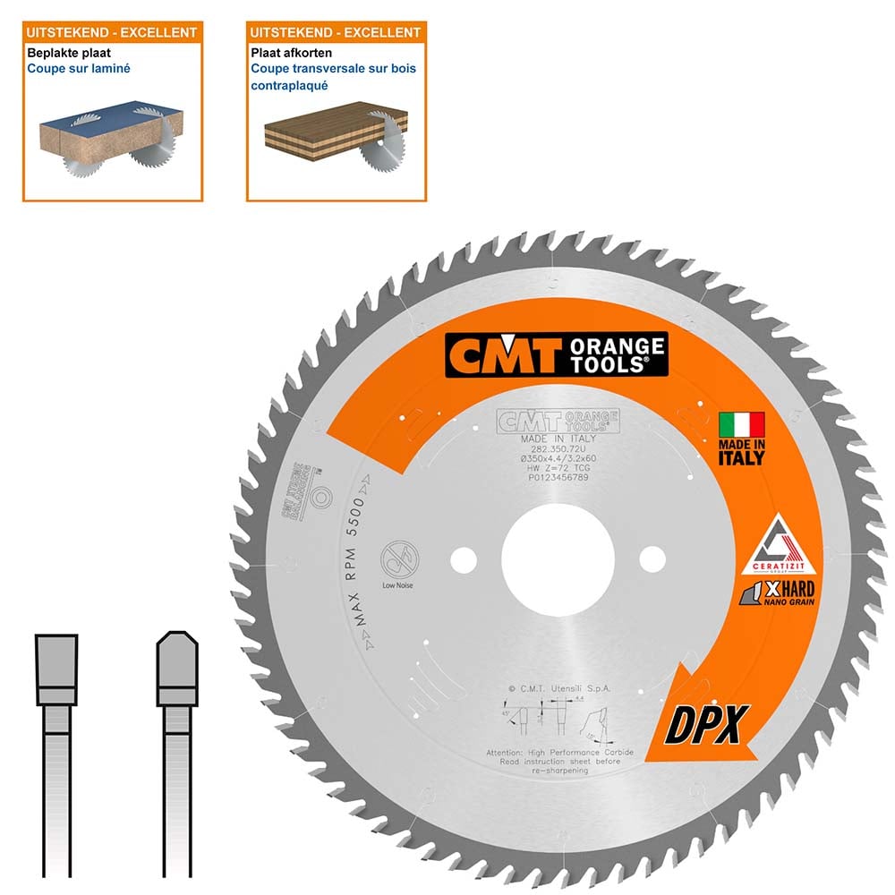 Plaatzaagblad met DPX hardmetalen tanden, CMT