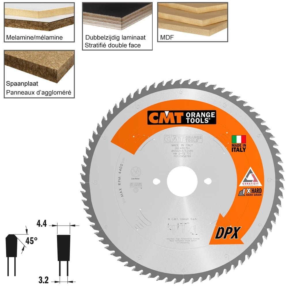 Plaatzaagblad met DPX hardmetalen tanden