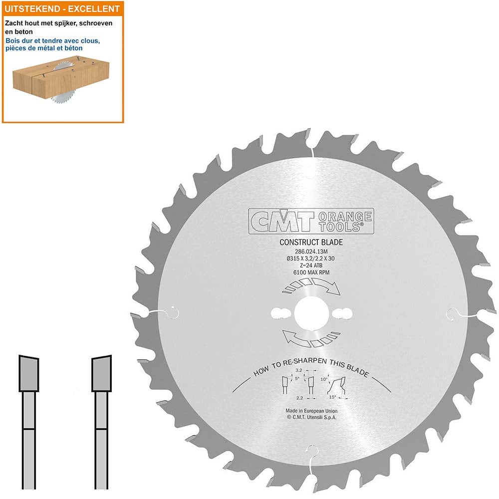 Bouw schulpzaag met hardmetalen tanden