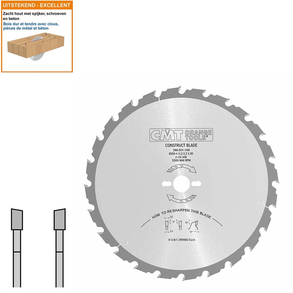 Bouw schulpzaag met hardmetalen tanden