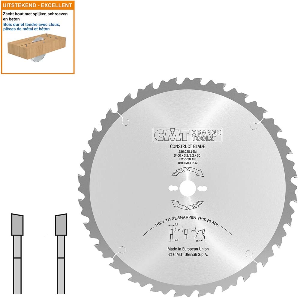 Bouw schulpzaag met hardmetalen tanden