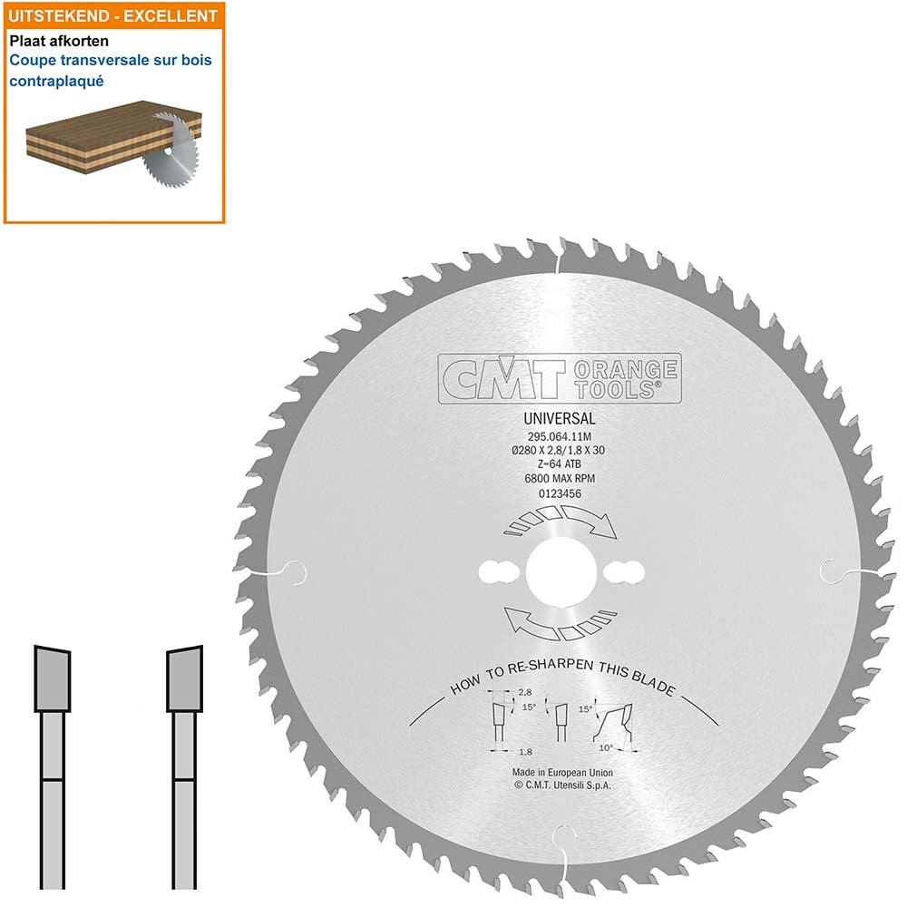 Afkortzaag met hardmetalen tanden geschikt voor hout
