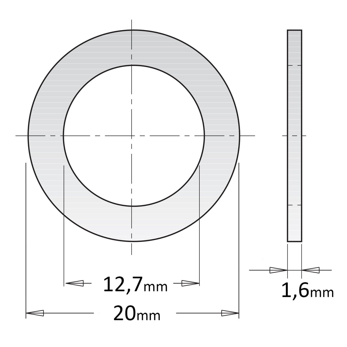 Reductiering voor zaagblad van asgat 20 naar 12,7mm, CMT