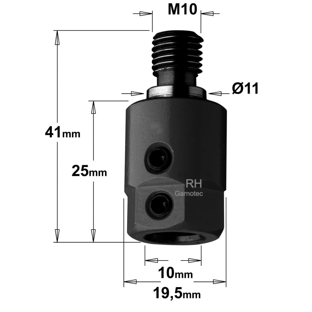 Boorhouder met centreer 11x4 mm, rechts