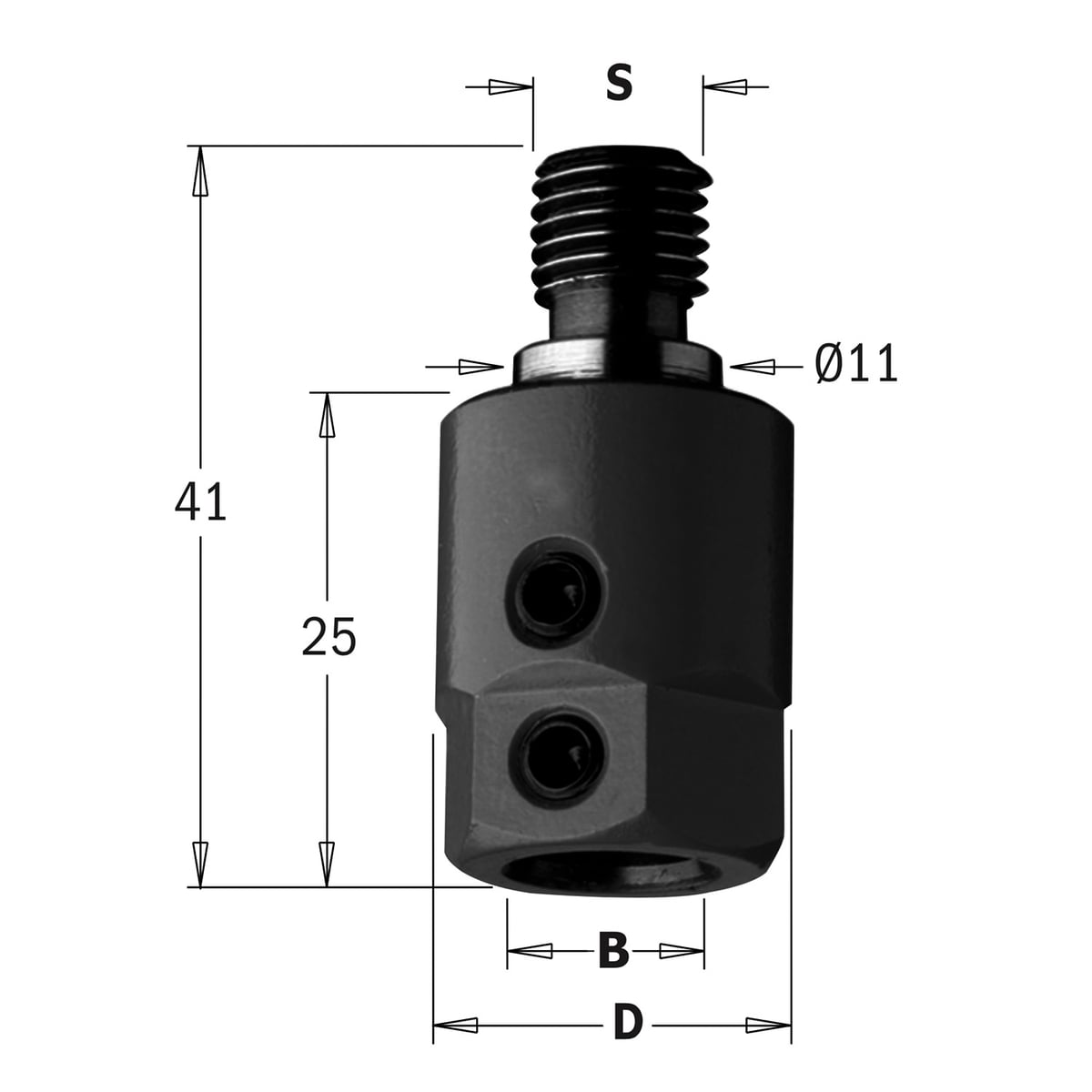 Boorhouder met centreer 11x4 mm, rechts