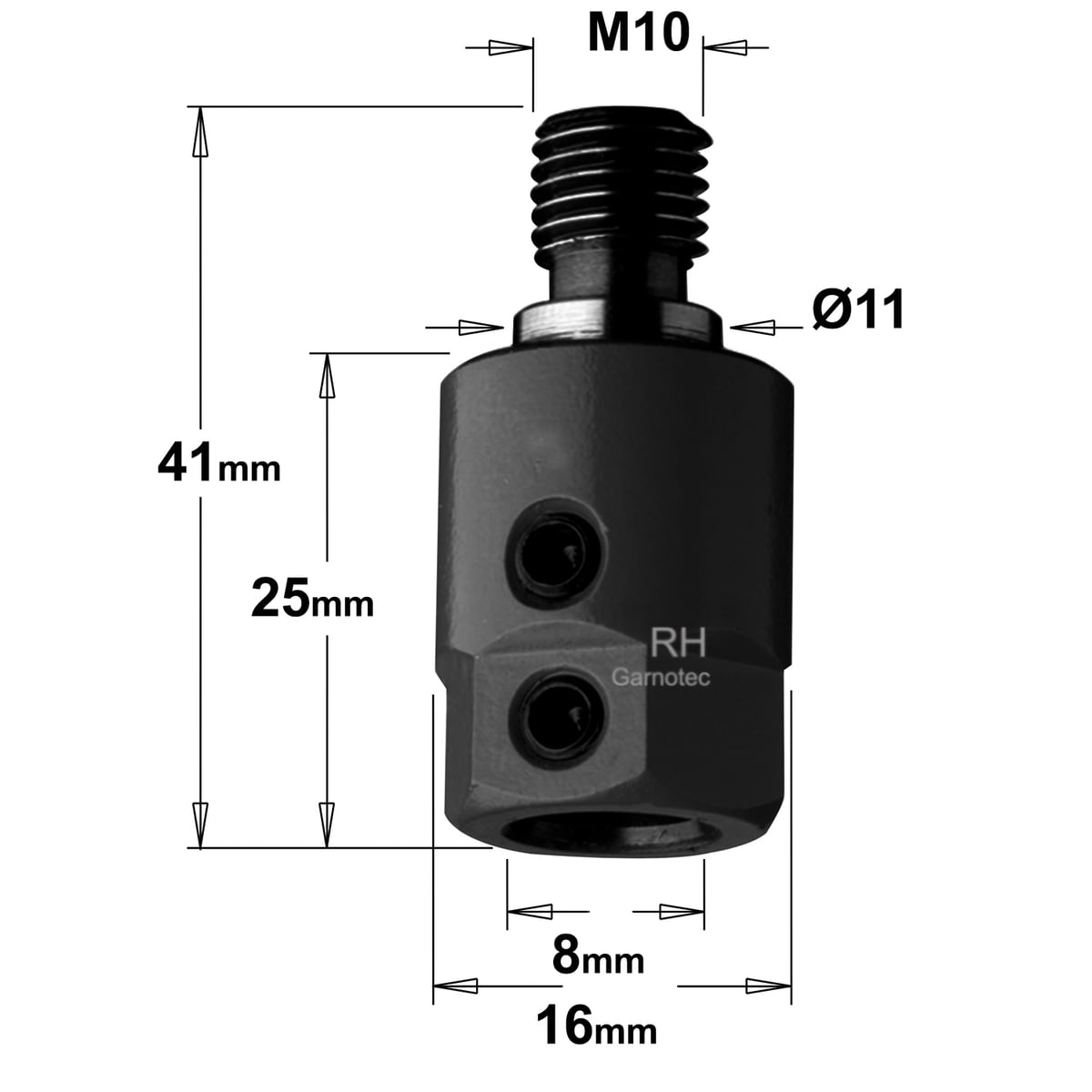 Boorhouder met centreer 11x4 mm, rechts