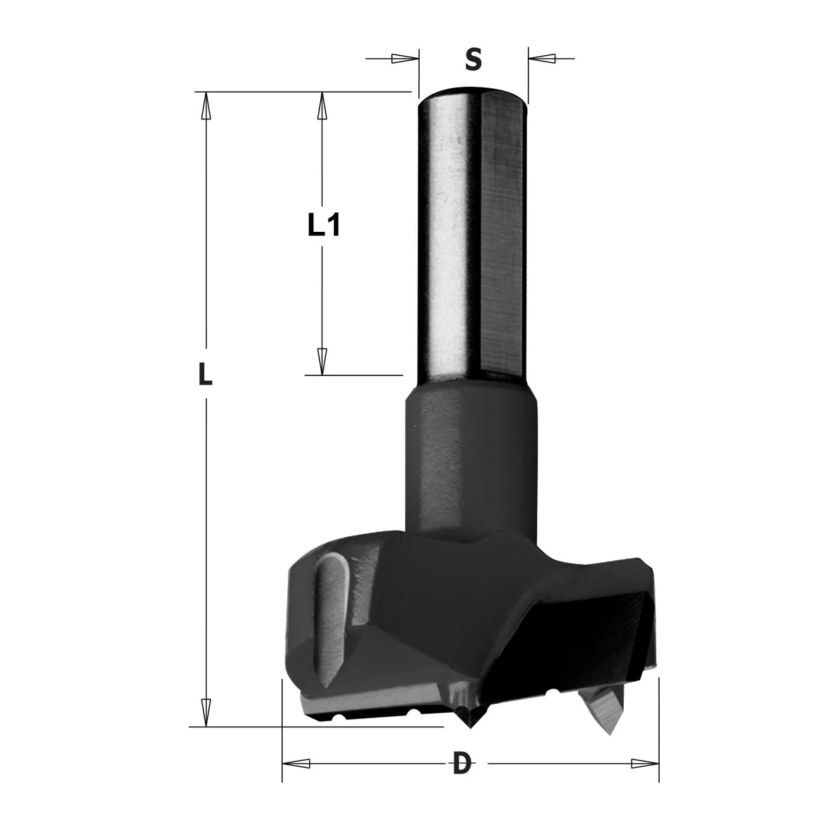 Cilinderkopboor D=40, rechts