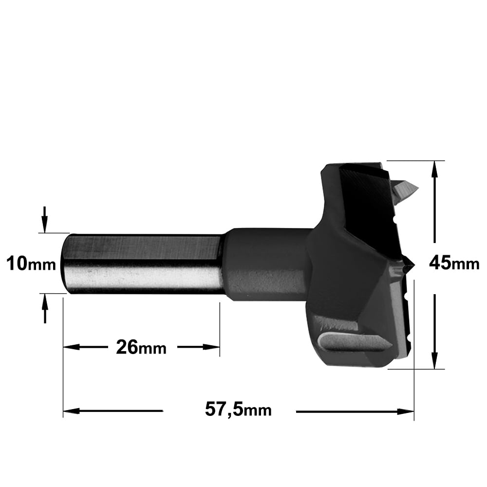 Cilinderkopboor D=45, rechts