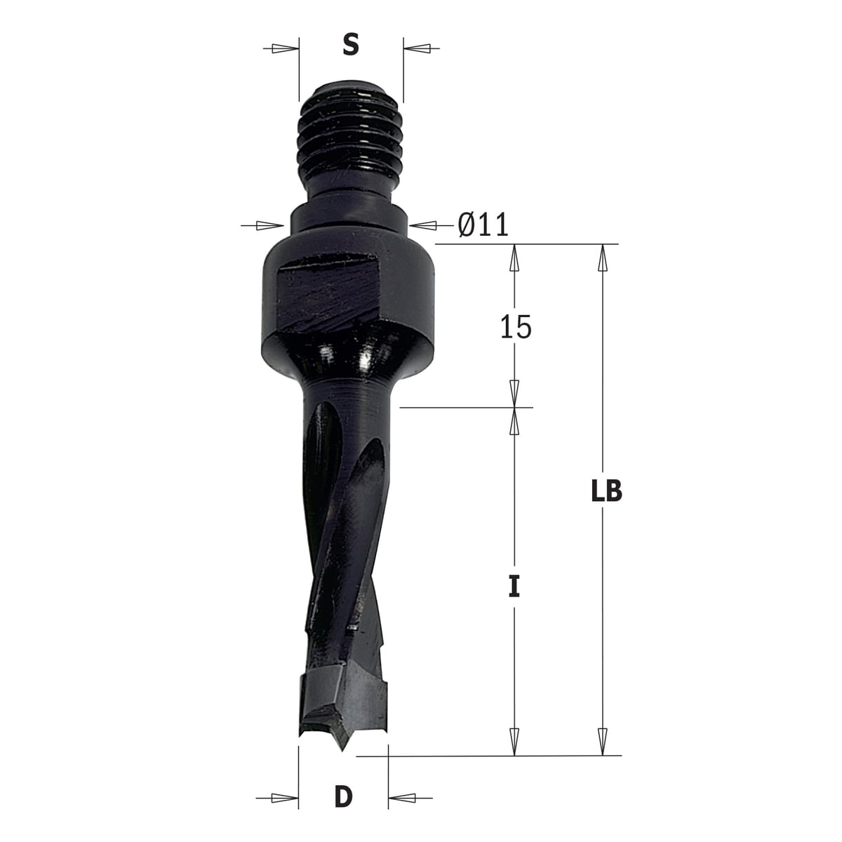 Drevelboor met draadaansluiting 11×4 mm, rechts