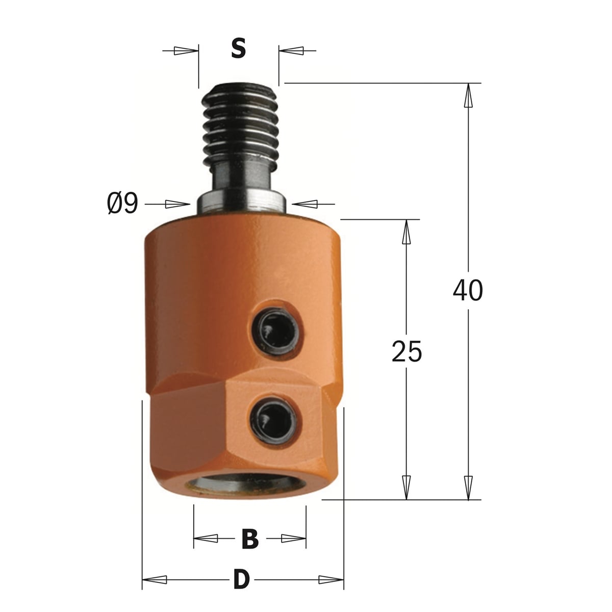 Boorhouder met centreer 9x4 mm, links