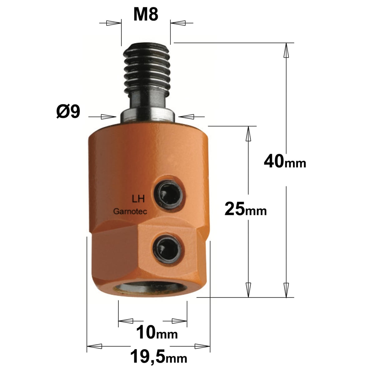 Boorhouder met centreer 9x4 mm, links
